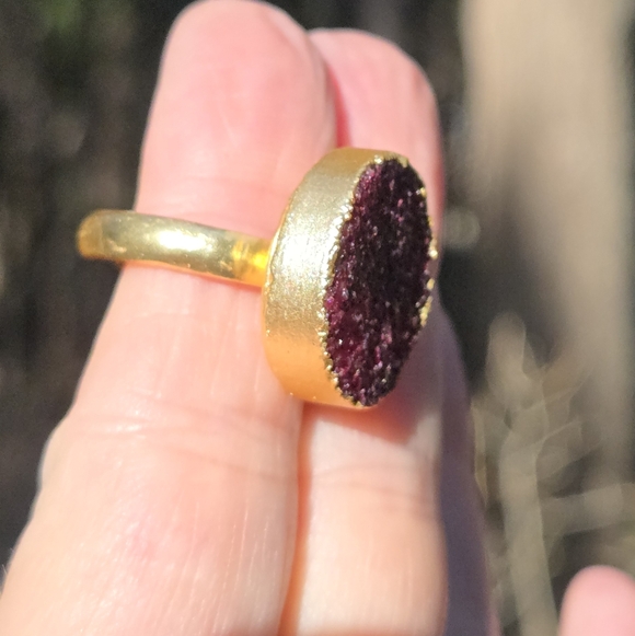 Red ruby drutzy & gold ring Adjustable Size - Picture 7 of 12